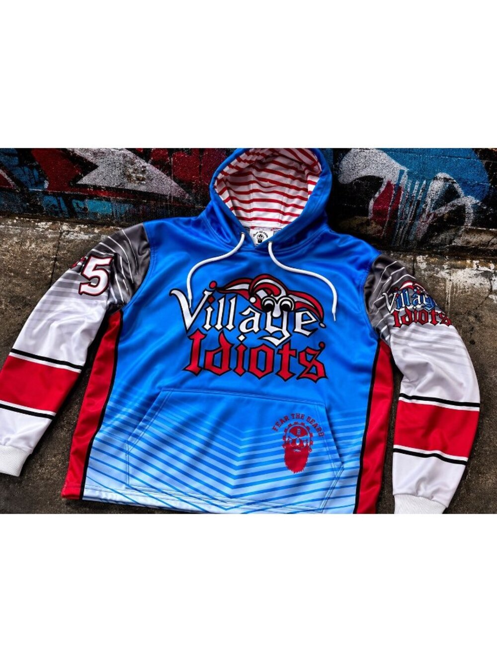 Fear The Beard Village Idiotz Custom Performance Hoodie Jersey Mens Streetwear M
